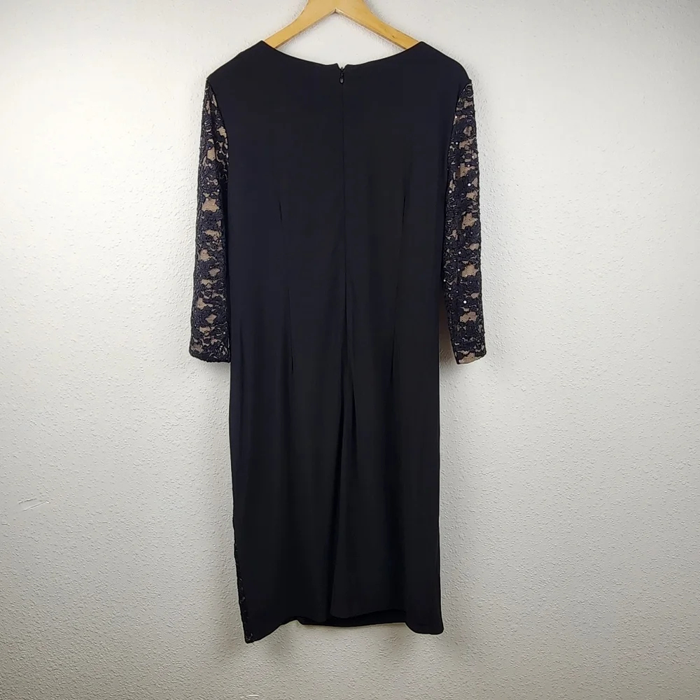 R & M Collections Elegant Sparkle Lace Black Evening Dress Women's Plus Size 16